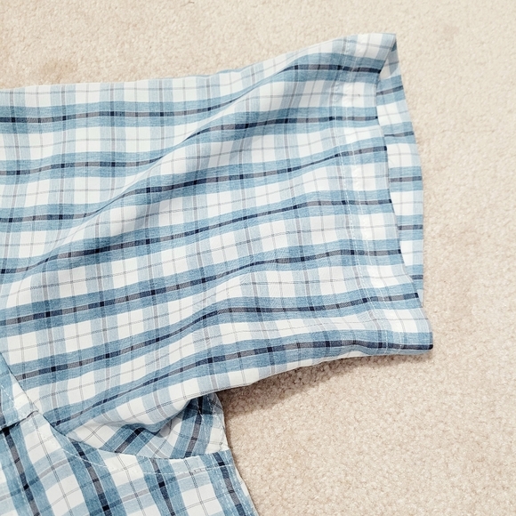 Solaris Men's Medium Plaid Short Sleeve Button-Up Shirt Blue White Outdoor Casua - Picture 4 of 10